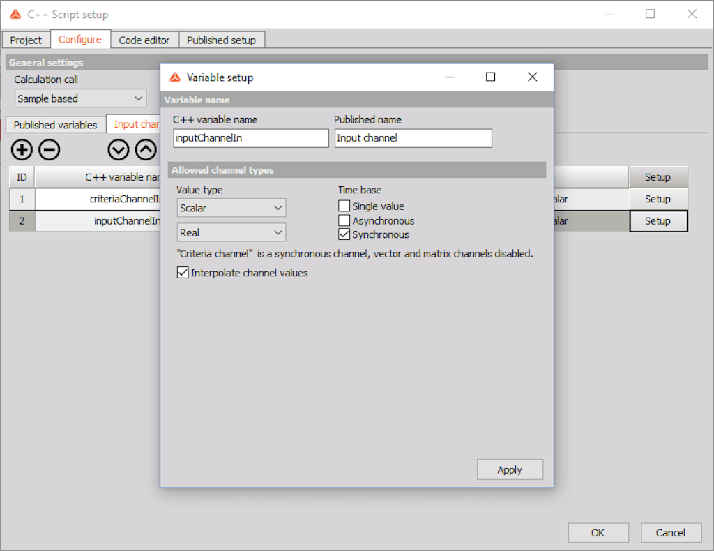 Create another Input channel 'inputChannelIn' and set it up as shown