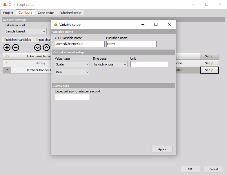 Setup the 'latchedChannelOut' variable Setup the 'latchedChannelOut' variable