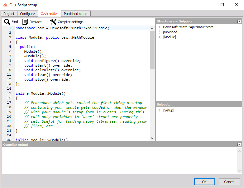 ints about when exactly Dewesoft calls each method are provided in the comments inside the Code editor ints about when exactly Dewesoft calls each method are provided in the comments inside the Code editor