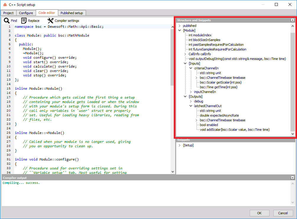 Structure and Snippets - Elements in the tree view can also be double-clicked to populate them in the code editor Structure and Snippets - Elements in the tree view can also be double-clicked to populate them in the code editor
