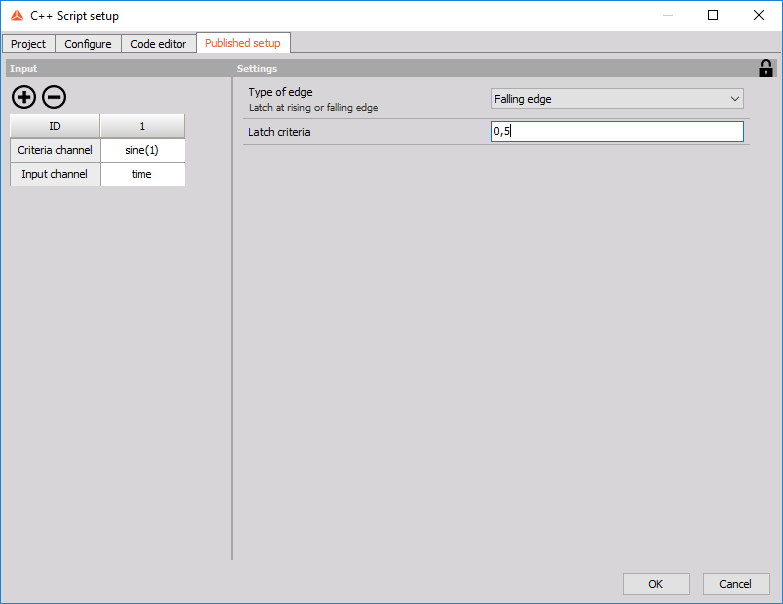 Change the variables in the Published setup and set the latch criteria at the falling edge to the value 0,5 Change the variables in the Published setup and set the latch criteria at the falling edge to the value 0,5