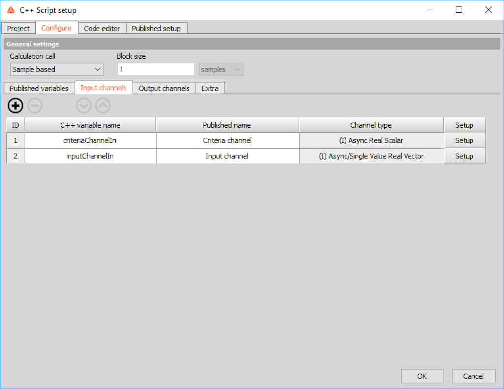 Change the Input channels to Asynchronous and Single Value