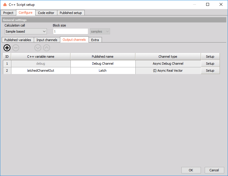 Output channels tab Output channels tab