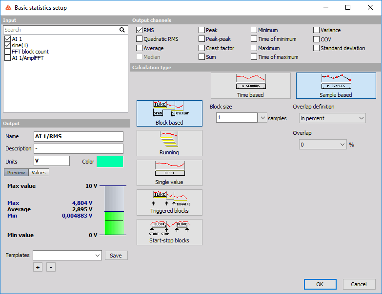 Basic statistics setup Basic statistics setup