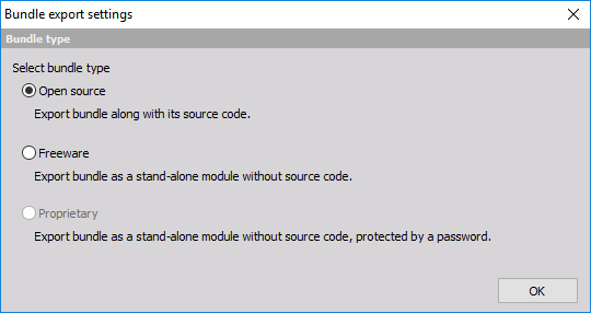 Bundle export settings Bundle export settings