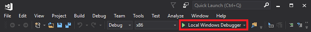 Press the start button in the Visual Studio's main toolbar