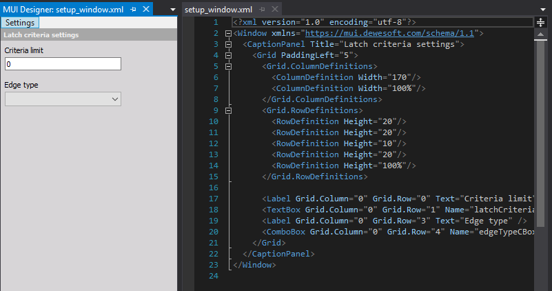 Final user interface in MUI Designer Final user interface in MUI Designer