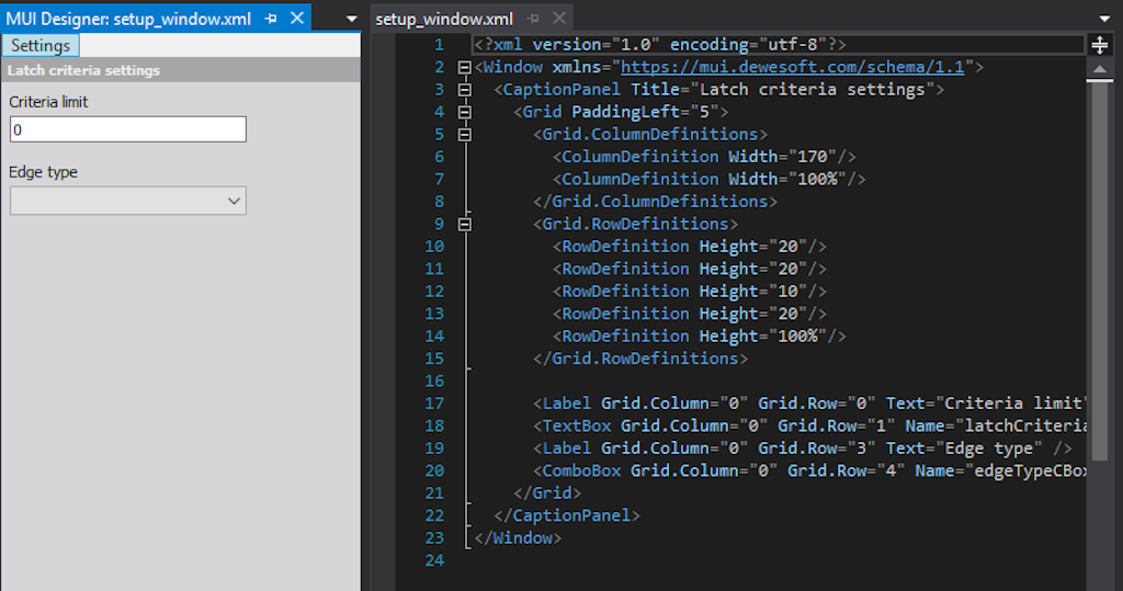Final user interface in MUI Designer