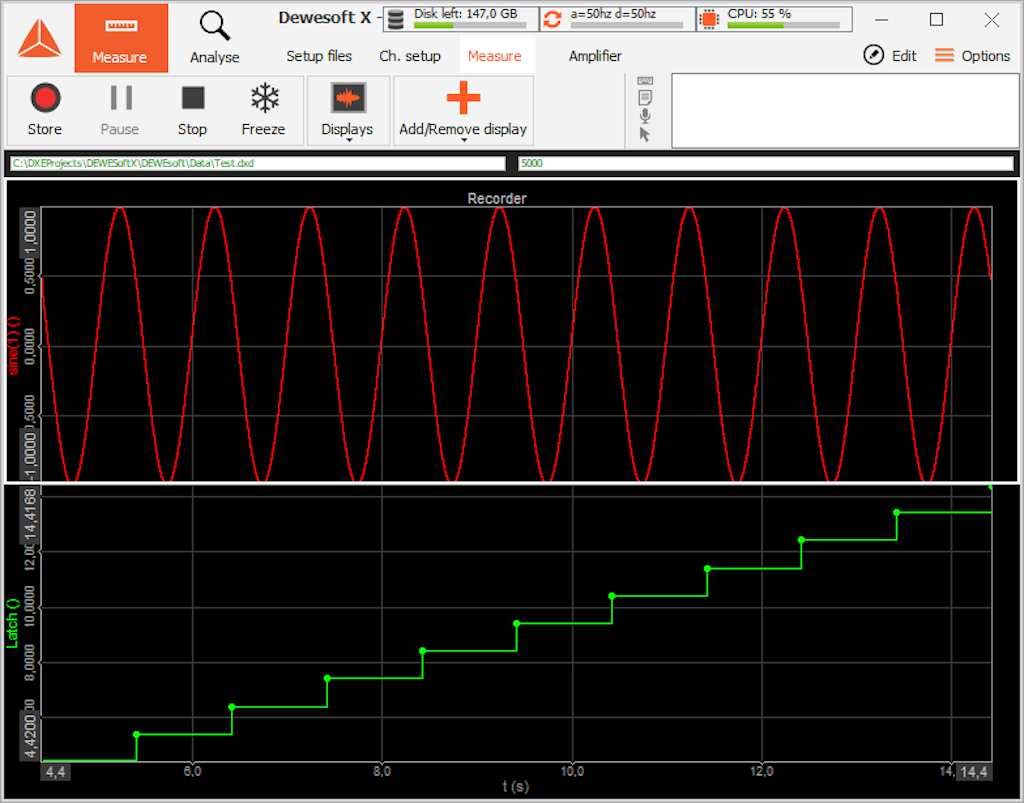 Results with falling edge type and the criteria limit set to 0.5