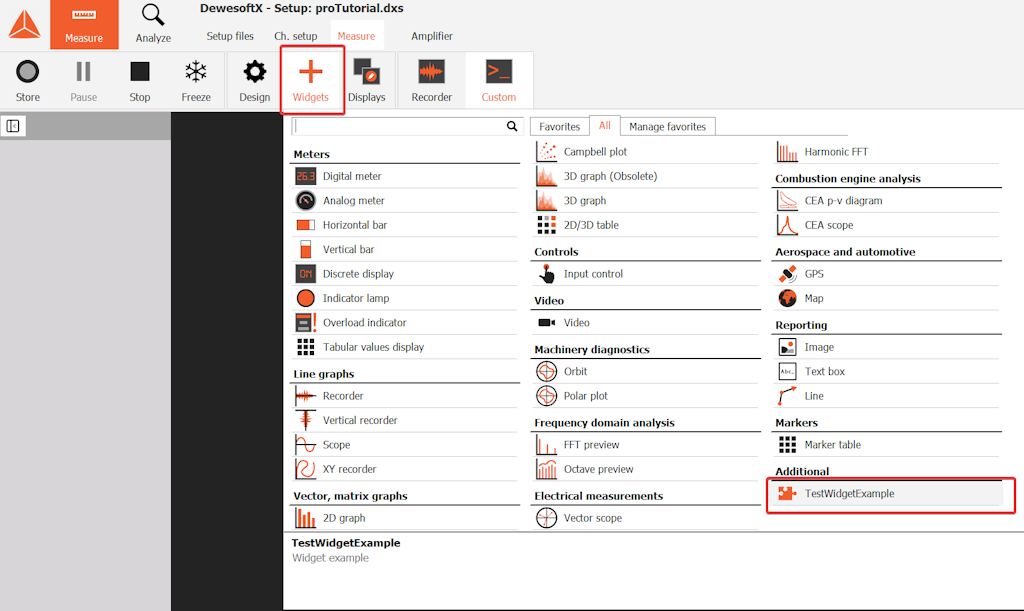 Widget can be accessed in Measure mode, with the More ... button Widget can be accessed in Measure mode, with the More ... button