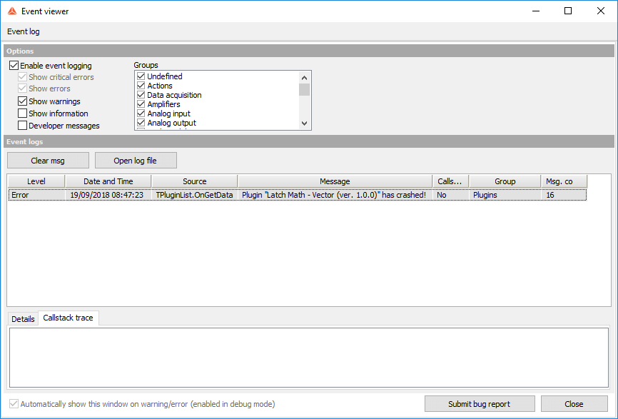 Error message that occurred when entering the Measure mode Error message that occurred when entering the Measure mode