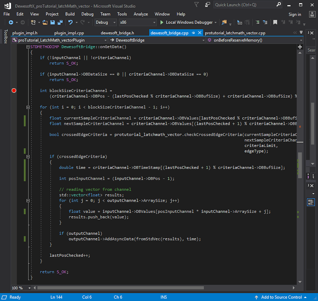 Find an error using the Visual Studio program