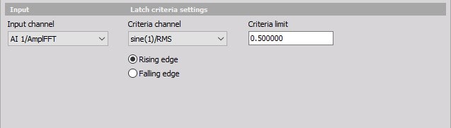 Set your Input channel to AI 1/AmplFFT and Criteria channel to sine(1) Set your Input channel to AI 1/AmplFFT and Criteria channel to sine(1)