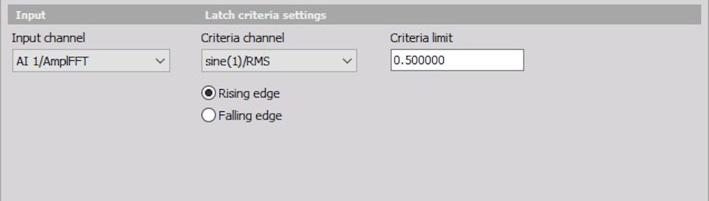 Set your Input channel to AI 1/AmplFFT and Criteria channel to sine(1)