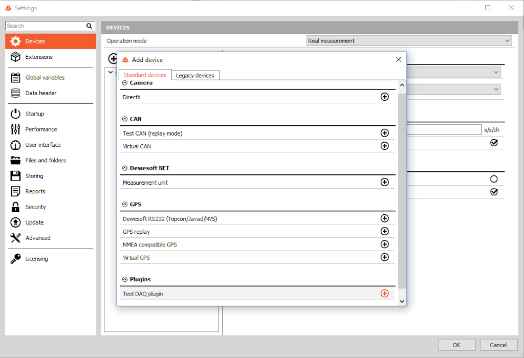 Under settings add the Test DAQ Plugin