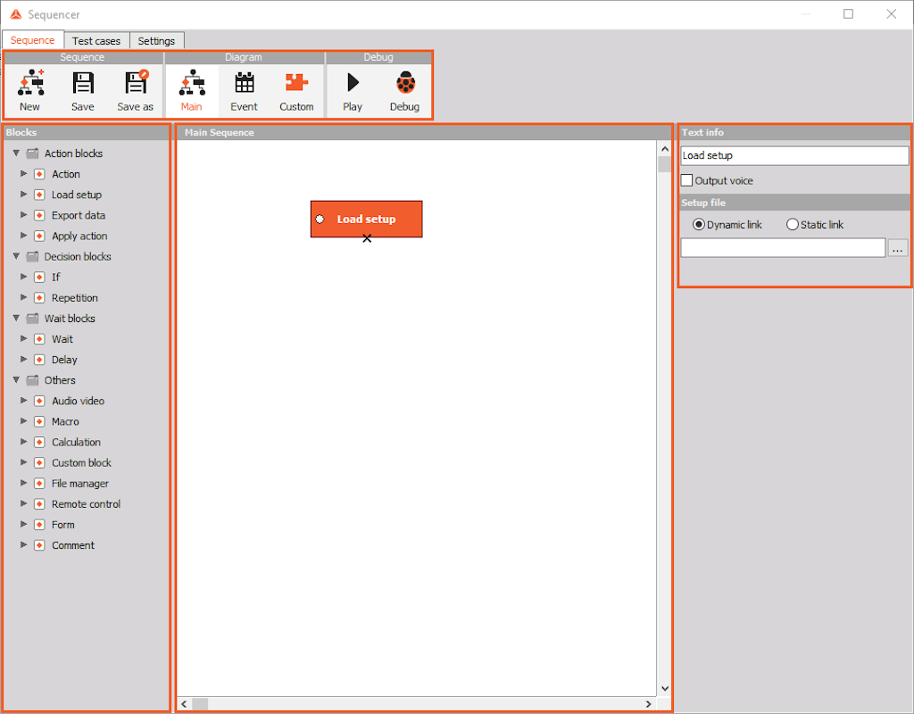 The main screen of the sequencer