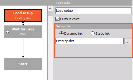Settings for Load setup block Settings for Load setup block