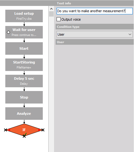 Current structure of the sequence, and 'If' Decision block settings window Current structure of the sequence, and 'If' Decision block settings window