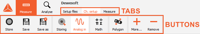 Tabs and buttons selection in a channel setup Tabs and buttons selection in a channel setup