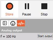 Start output for Function generator in Storing mode Start output for Function generator in Storing mode