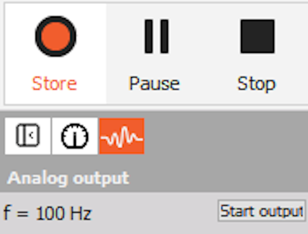 Start output for Function generator in Storing mode