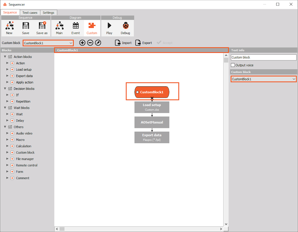 Assigning saved sequence as a Custom block Assigning saved sequence as a Custom block