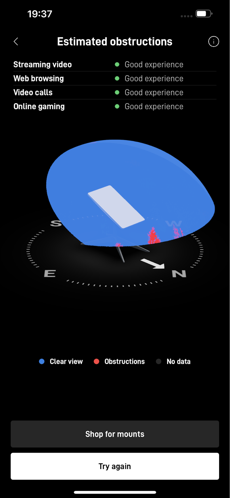 Starlink estimated obstructions report Starlink estimated obstructions report