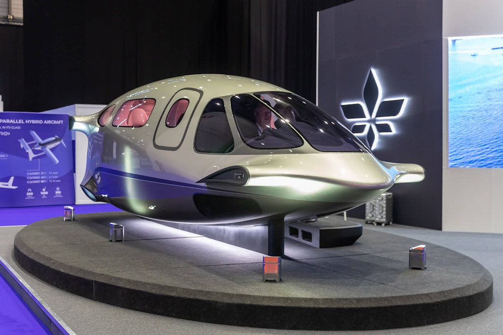 Lilium static demonstrator at EBACE 2023 at Palexpo, Le Grand-Saconnex. Matti Blume, via Wikimedia Commons