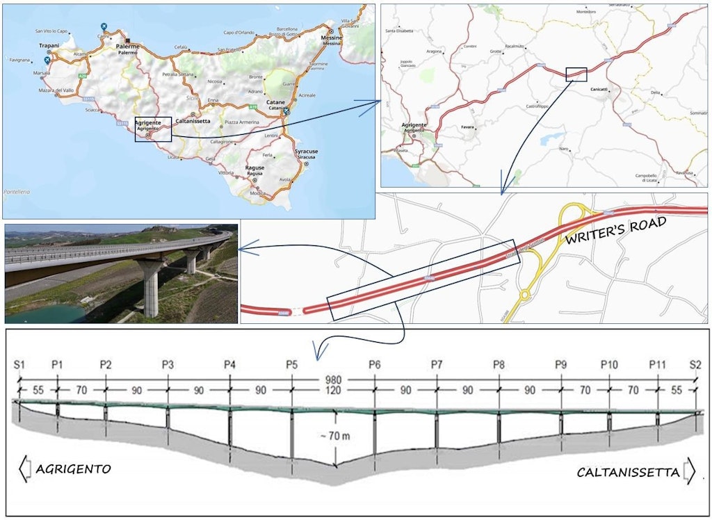 Figure 2. The viaduct is between the progressive km 19+272 and 20+252 of the state highway SS 640.