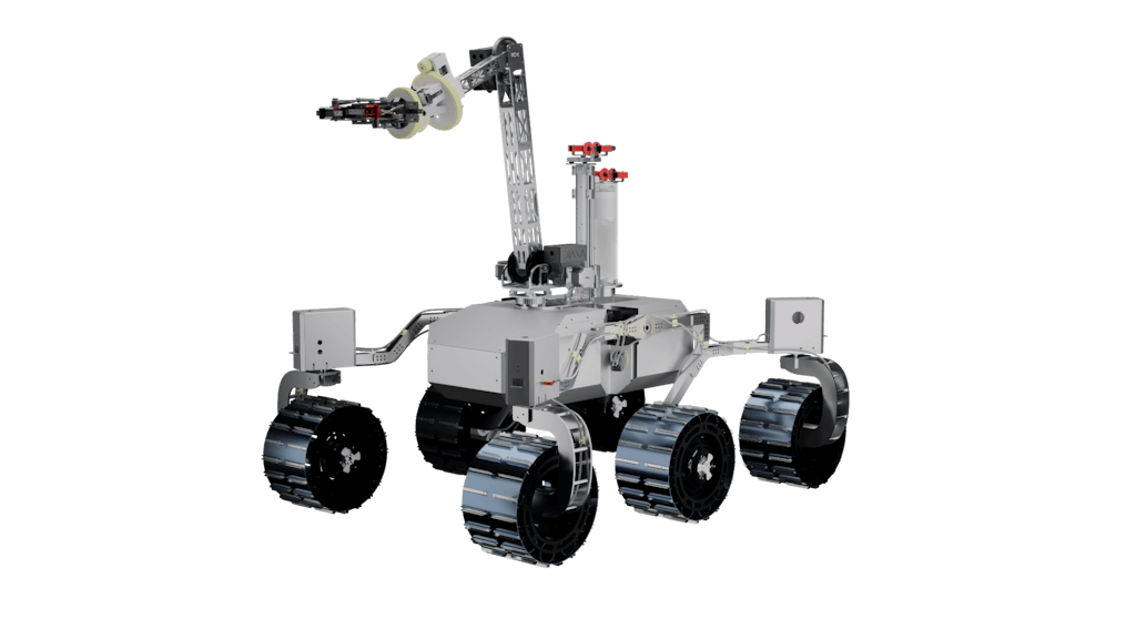 Figura 2. Il sistema di controllo del rover spaziale ARDITO comprende un'unità di controllo centrale e sei unità di controllo periferiche, una per ciascuna delle sei ruote.