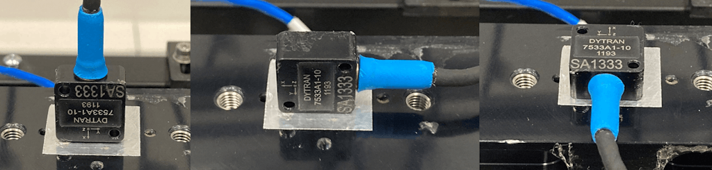 Abb. 7: Der zu kalibrierende Sensor wurde an der X-, Y- und Z-Achse ausgerichtet und verklebt
