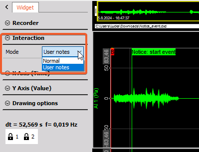 The image shows the configuration of the Recorder widget. The image shows the configuration of the Recorder widget.