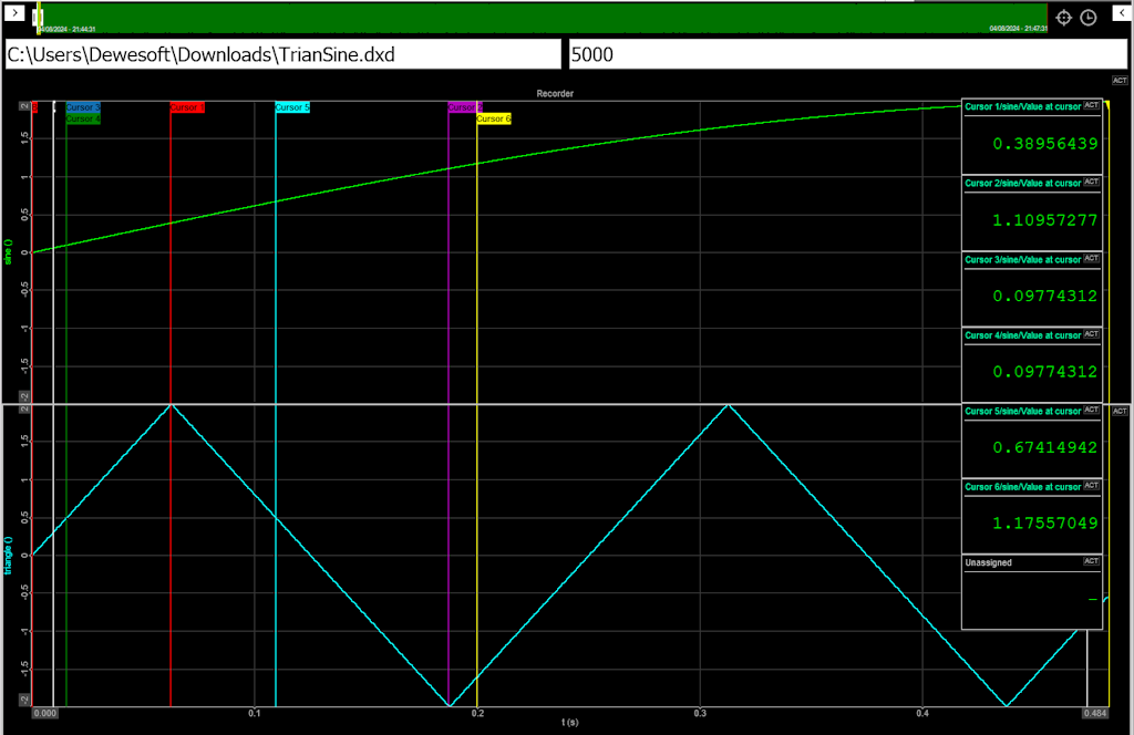 Cursors on a Recorder widget. Cursors on a Recorder widget.