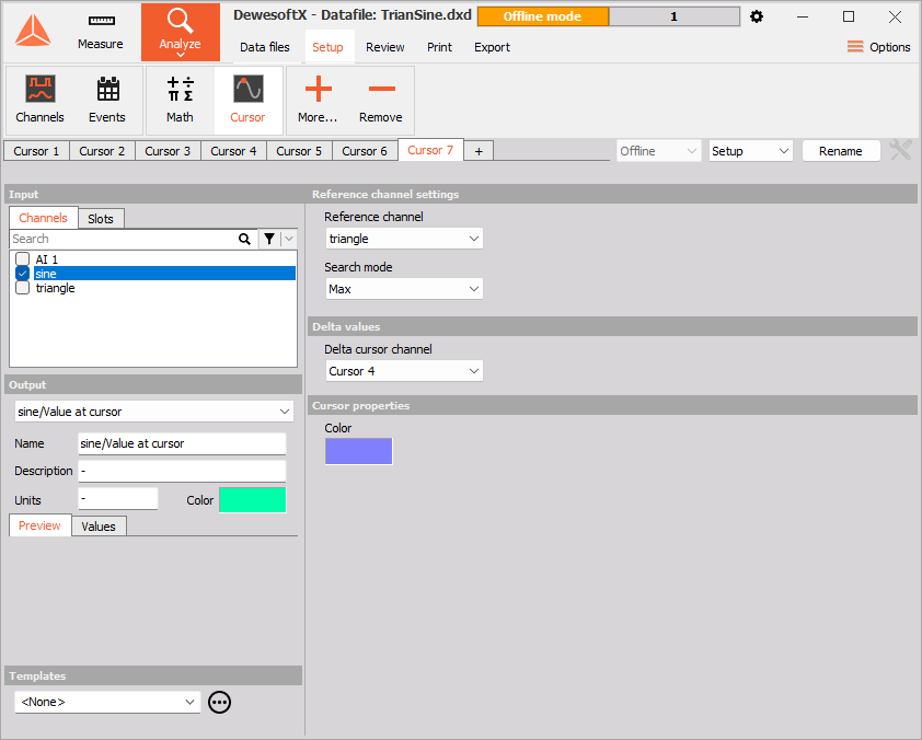 The image shows the setup of Cursor 7, which will highlight the delta functionality. The image shows the setup of Cursor 7, which will highlight the delta functionality.
