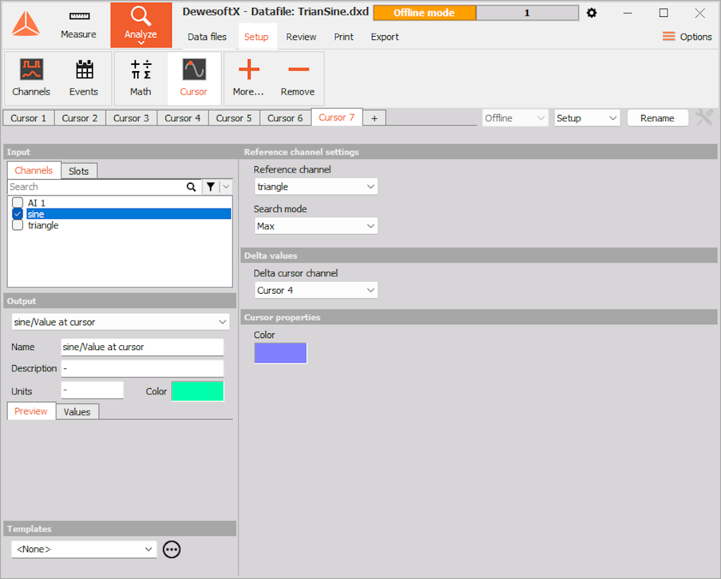 The image shows the setup of Cursor 7, which will highlight the delta functionality.