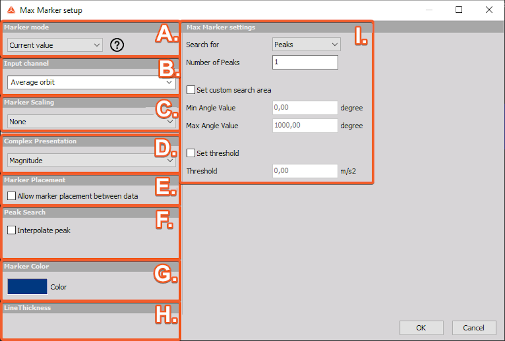 The Marker setup consists of 9 different sections.