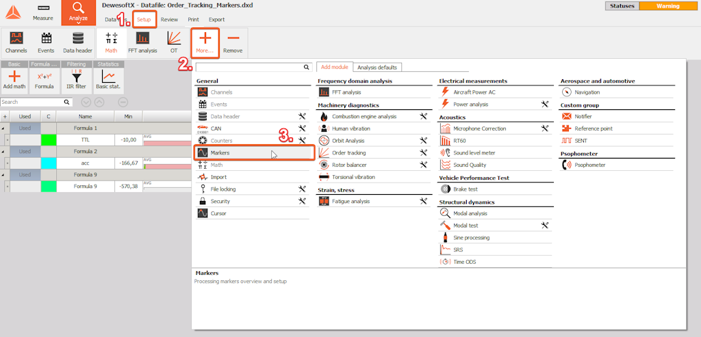 The image shows how to add a Markers module The image shows how to add a Markers module