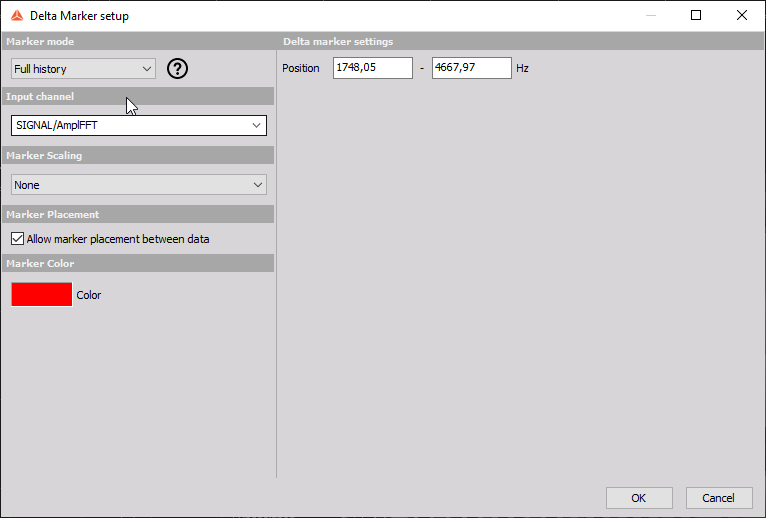 The image shows the setup for a Delta marker. The image shows the setup for a Delta marker.