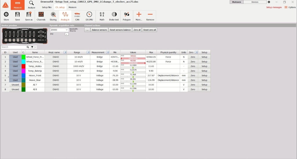Figure 6: Input channels page.