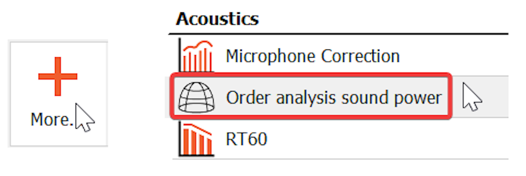Das neue Modul finden Sie unter „Akustik“ die Option „Mehr+“