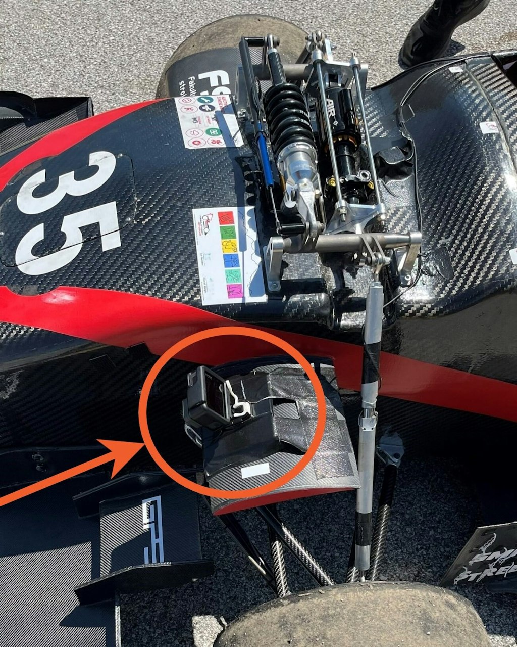 Figure 2. Installed load cell on the race car.