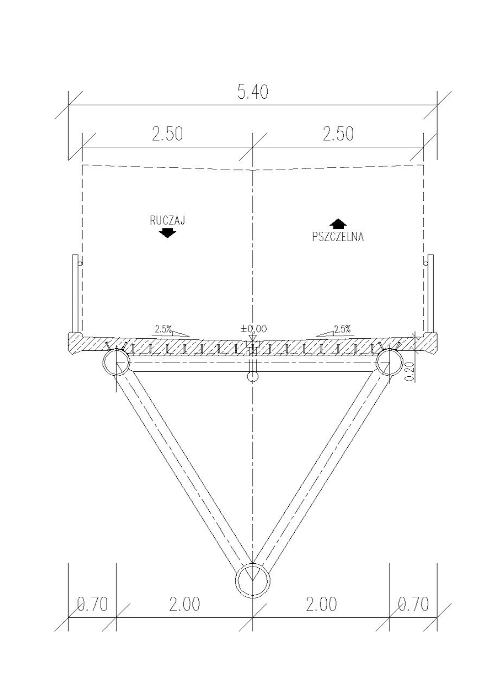Figura 5. Plano constructivo de la sección transversal en el centro del tramo.