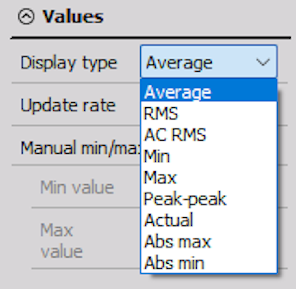 DewesoftX analog meter display type options