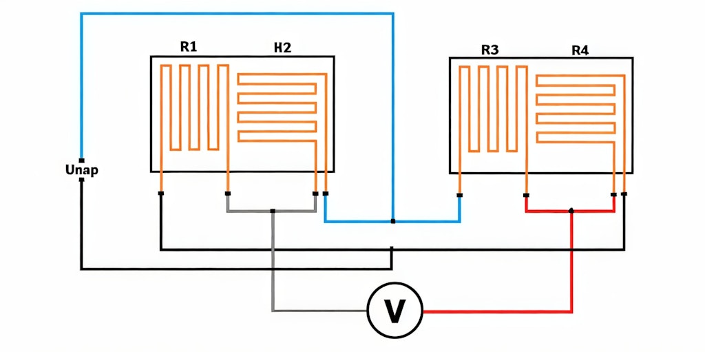 Figure 8. Full-bridge connection diagram for two rosettes