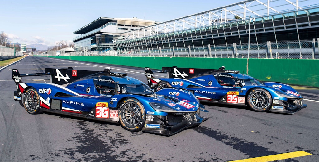 The #35 and #36 cars in their new 2025 livery. Notice the Dewesoft logo behind the car numbers.