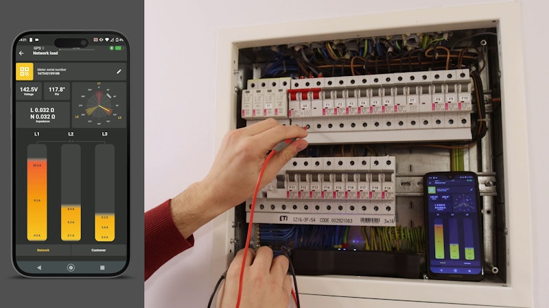 Loading display for 3-phase installations