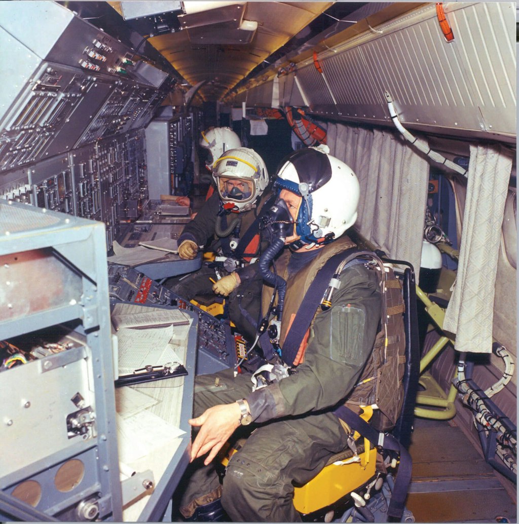 The Concorde test crew wore flight suits and oxygen masks during operations. BAE Systems.