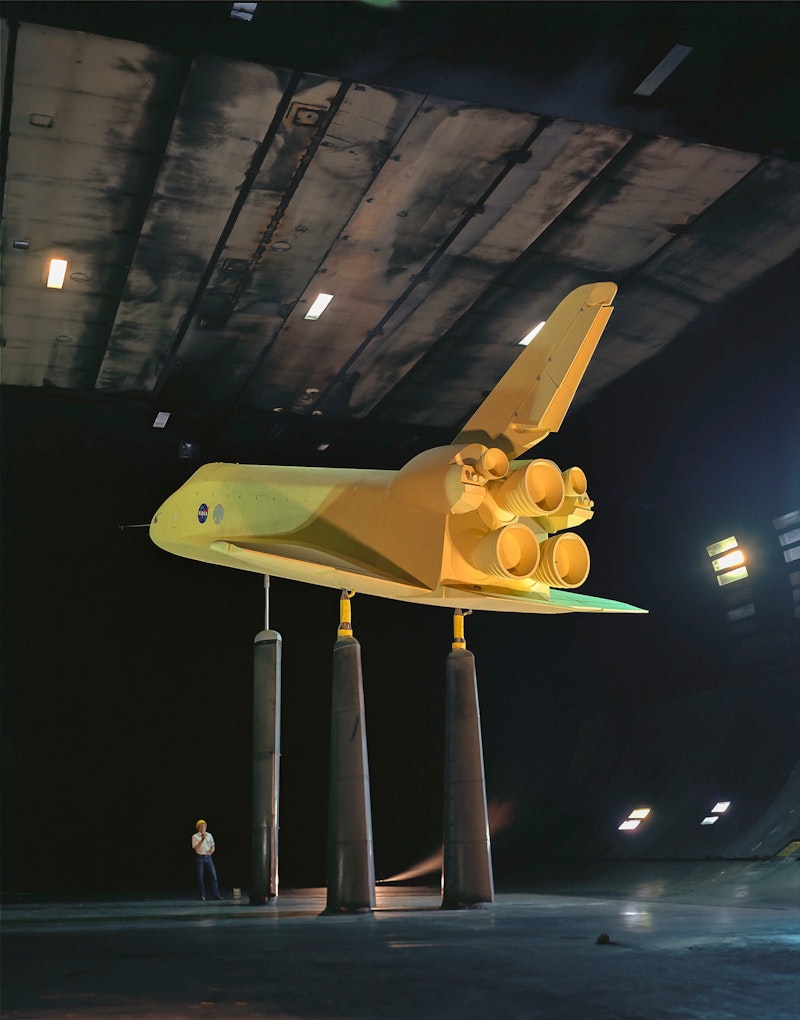 1/3 scale orbiter model in NASA Langley’s 40 x 80 foot wind tunnel – photo by NASA 1/3 scale orbiter model in NASA Langley’s 40 x 80 foot wind tunnel – photo by NASA