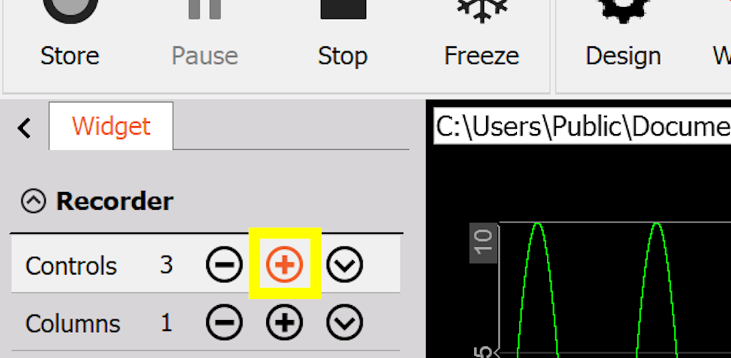 Figure 13 - Adding controls to a widget