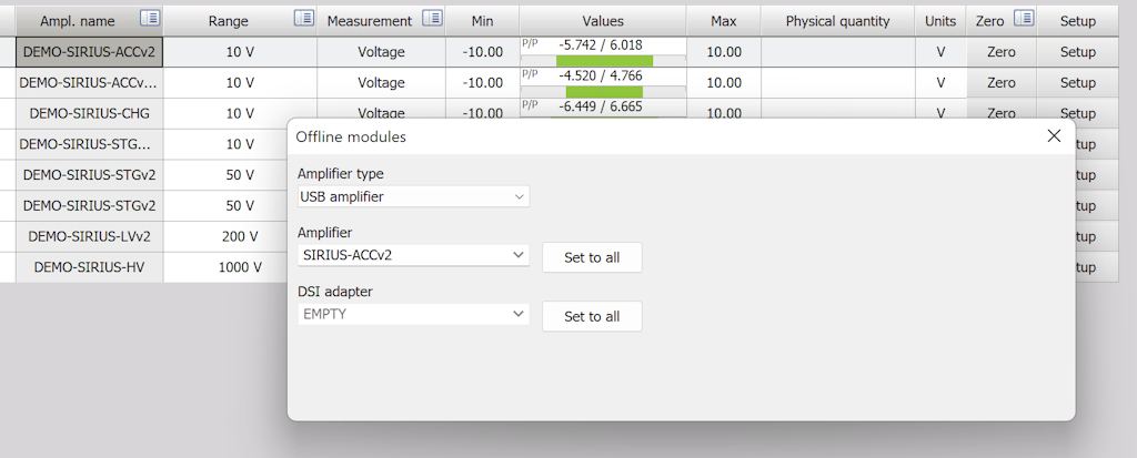 Figure 27 - Offline amplifier setup dialog
